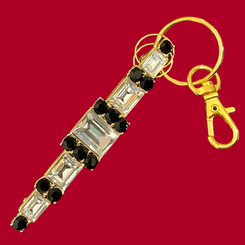 💥2/$24 or 3/$30💥 Elegant Sparkling Gold, Silver & Black Keychain / Bag Charm